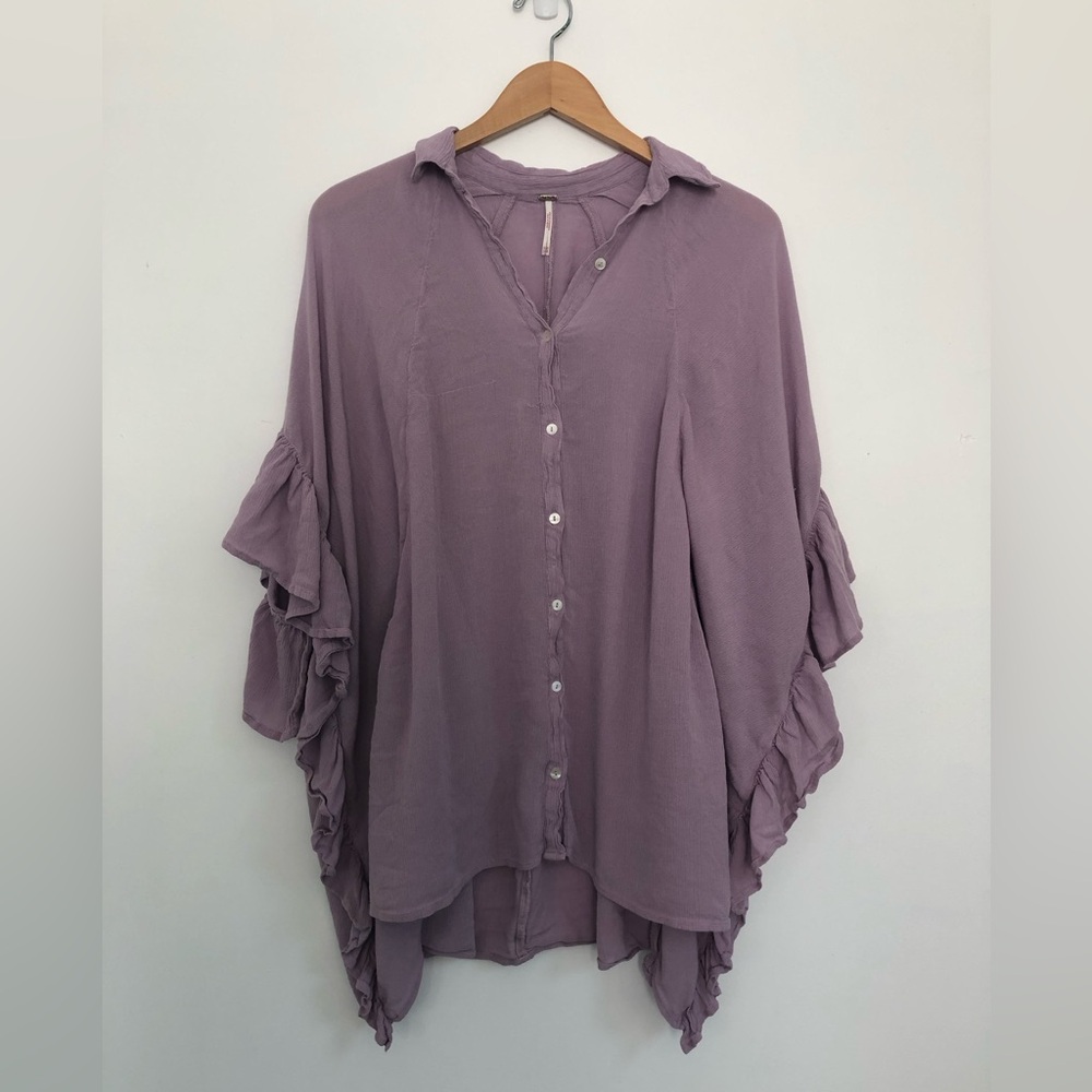 Free People lavender button down tunic top